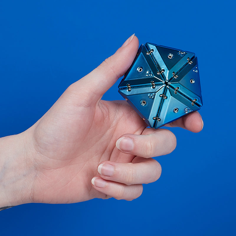 Speks Geode magnetic fidget pyramid desk toy chrome blue