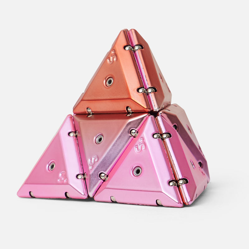 Speks Geode magnetic fidget pyramid desk toy chrome pink