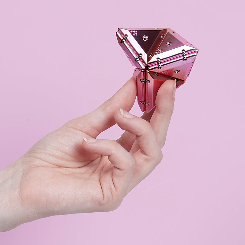 Speks Geode magnetic fidget pyramid desk toy chrome pink