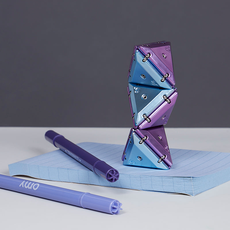 Speks Geode magnetic fidget pyramid desk toy chrome purple