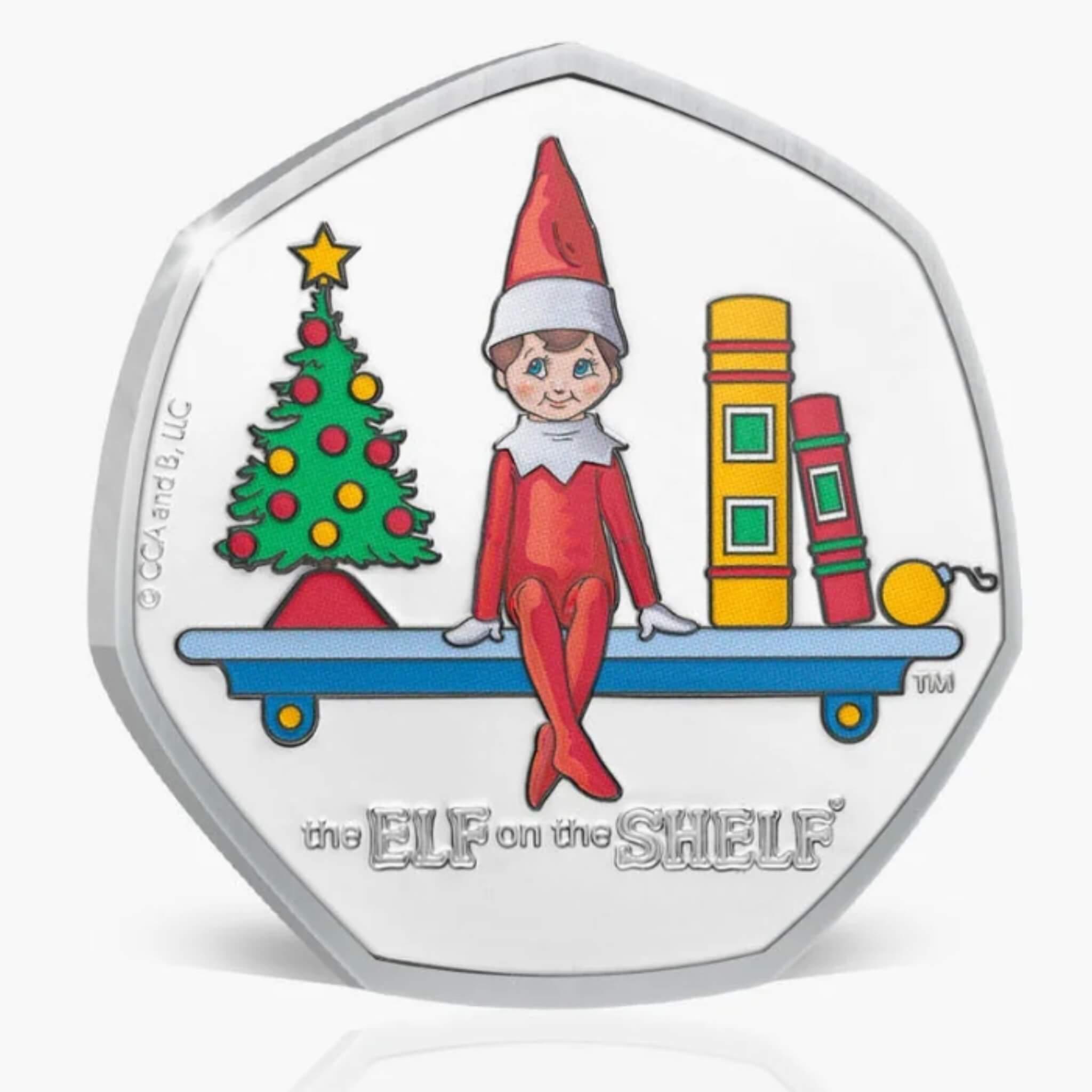 Elf on the Shelf BU 50p Coloured Coin in Christmas Card Coin (LIMITED EDITION) - The Elf on The Shelf